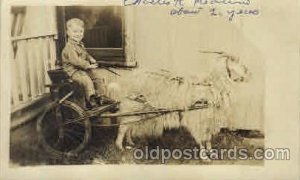 Real Photo child, children on goat Unused small wear left top corner, writing...