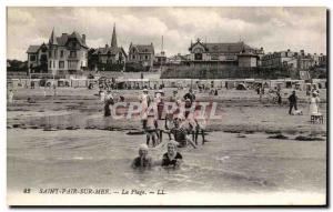 Old Postcard Saint Pair Sur Mer Beach Children