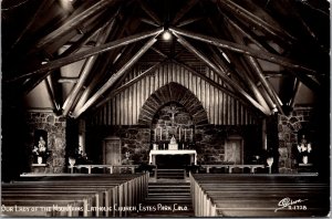 RPPC Interior, Our Lady of Mountains Catholic Church Estes Park CO Postcard V70