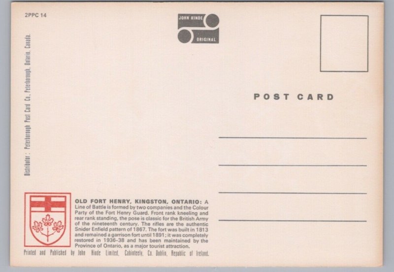 Soldiers, Line Of Battle Formation, Fort Henry, Kingston, Ontario, Postcard