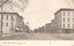 Princeton Illinois South Main Street Scene Antique Postcard K68569