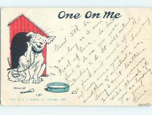 Pre-1907 comic DOG CHAINED TO HIS DOGHOUSE HL2133