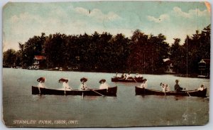 Postcard Erin Ontario c1916 Stanley Park Ladies Canoeing Wellington Co. *as is*