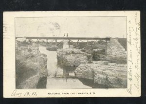DELL RAPIDS SOUTH DAKOTA SD NATURAL PEER BRIDGE VINTAGE POSTCARD 1907