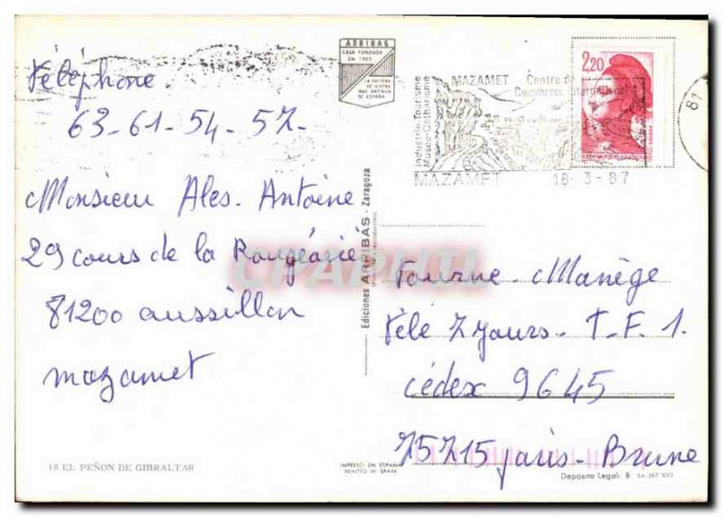 Modern Postcard El Penon de Gibraltar