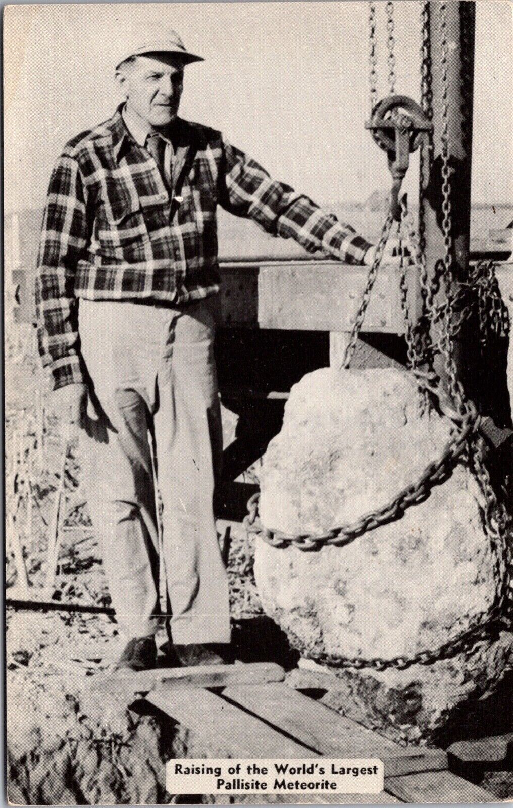 Postcard Raising of the World's Largest Pallisite Meteorite Greensburg