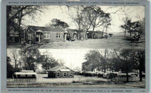 1940s Bayside Tourist Camp Cottages Trailers Pensacola FL Wayne Paper Postcard