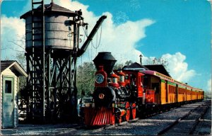 Disneyland C-8, Passenger Train at Frontierland Water Tower Vintage Postcard Q64