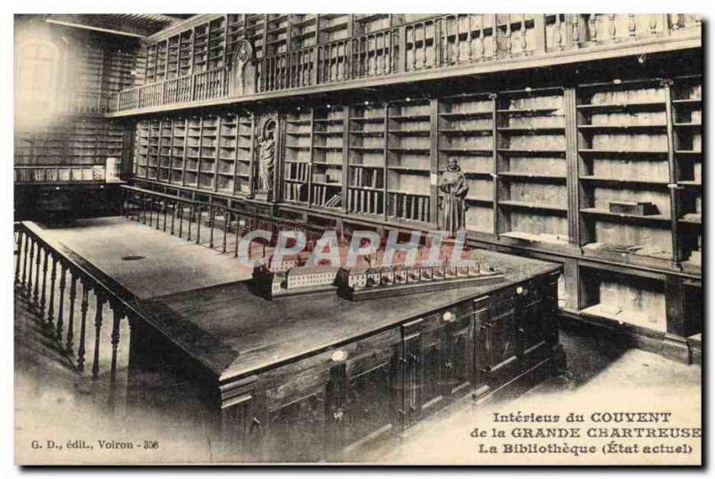 Postcard Old Library Dauphine Interior of the Convent of the Grande Chartreuse