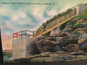Postcard Famous 40 Steps along Cliff Walk in Newport, RI.   T5