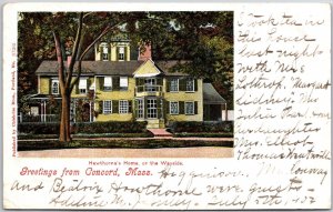 1904 Hawthorne's Home Wayside Greetings From Concord Massachusetts MA Postcard