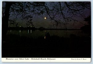1952 Rehoboth Beach Delaware DE Vintage Postcard Moonrise Silver Lake Night Moon