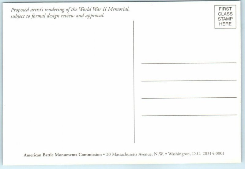 Postcard - World War II Memorial - Washington, District of Columbia