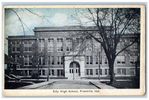 c1920 City High School Exterior Building Field Franklin Indiana Vintage Postcard 