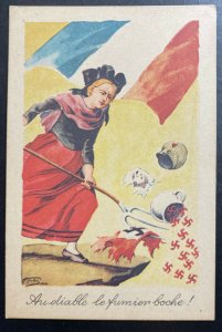Mint France Picture Postcard Anti Nazi To hell with the Boche manure