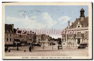 Old Postcard Rethel Ardennes Square City Hall left side