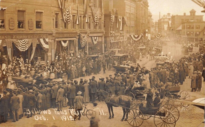 Real Photo Postcard Patriotic Street Parade Bellows Falls Fair, Vermont~118470