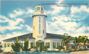 Florida Miami Beach Lighthouse Seafood Restaurant Bakers 1940s Postcard 22-10973