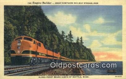 The Empire Builder, Seattle, Washington, WA USA Trains, Railroads 1949 postal...