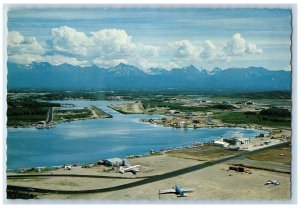 Anchorage Alaska AK Postcard International Airport Mountain Planes Scene Vintage