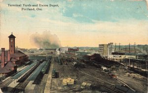 PORTLAND OREGON~RAILROAD TERMINAL YARDS & UNION DEPOT~1910s POSTCARD