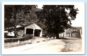 RPPC DAWSON CAMP, WV West Virginia ~ Hwy 50 OLD & NEW BRIDGES c1940s Postcard