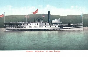 View Steamer Ship Sagamore on Lake George Transportation Vintage Postcard