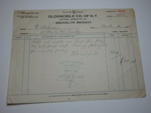 1925 Oldsmobile Co of NY Brooklyn New York Repairs Letterhead