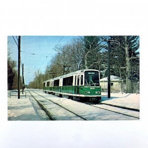 Postcard Railroad Train Massachuetss Bay Transit MBTA Light Rail 1977 Chrome