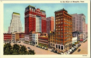 View of Downtown Business District, Memphis TN Vintage Linen Postcard C63