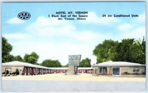 MT. VERNON, Illinois  IL   Roadside  MOTEL MT. VERNON  ca 1940s Linen  Postcard