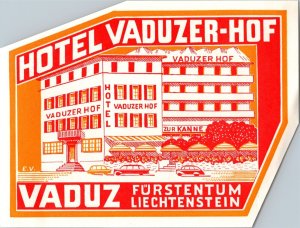 Hotel Vaduzer-Hof Vaduz Principality of Liechtenstein Luggage Label