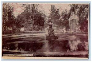 1911 Chancellor Square Fountain Sculpture Statue Utica New York Vintage Postcard