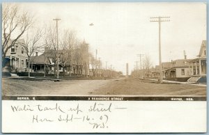 WAYNE NE RESIDENCE STREET ANTIQUE REAL PHOTO POSTCARD RPPC