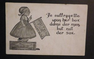 Mint Women Suffrage Postcard Darns upon her box darns der men but not der sox US