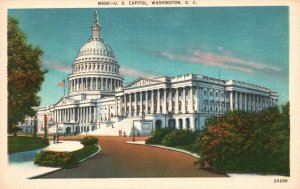 Vintage Postcard 1920's U.S. Capitol Building Washington D.C. Structure US Flag