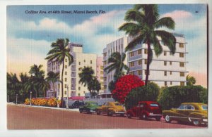 P1208  vintage unused postcard old cars collins ave at 44 st miami beach florida