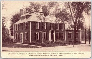 Concord Massachusetts, Old Wright Tavern Headquarters Patriots British Postcard