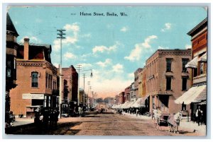 Berlin Wisconsin Postcard Huron Street Exterior View Road 1911 Vintage Antique