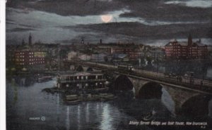 Canada New Brunswick Albany Street Bridge and Boat House At Night