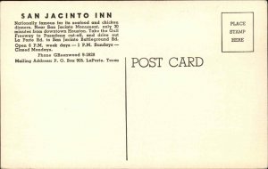 Houston Texas TX San Jacinto Inn Vintage Postcard