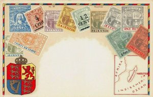 Mauritius, Stamp Images on Early Postcard, Published by Ottmar Zieher 