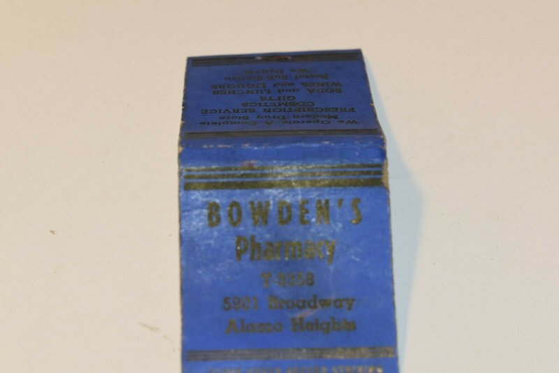 You Are Always Welcome at Bowden's Pharmacy 20 Strike Matchbook Cover