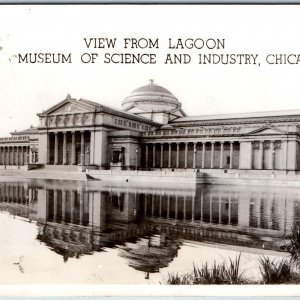 c1940s Chicago Museum Science Industry RPPC Lagoon Real Photo Architecture A75