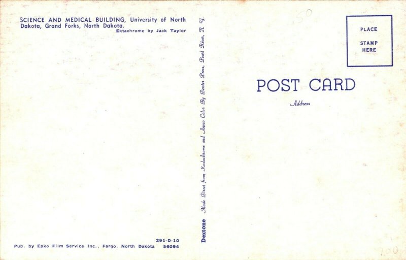 Science and Medical Bldg.Grand Forks University of North Dakota Postcard