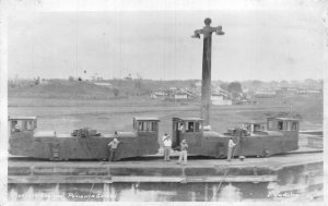 RPPC ELECTRIC ENGINES PANAMA CANAL G. SULLIVAN REAL PHOTO POSTCARD (c. 1920s)