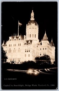 K44/ Hartford Connecticut RPPC Postcard c10 Capitol Night Bridge Week 129
