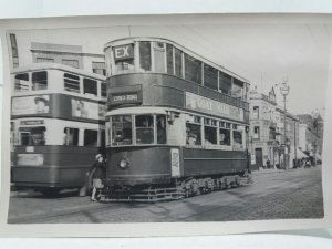 Original Vintage Photo Schoolgirl Boarding London Tram 150 #EX Essex Rd  1950s