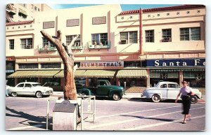 1950s EL PASO TX PIONEER PLAZA SANTE FE RAILWAY OFFICE BLUMENTHAL POSTCARD P3750