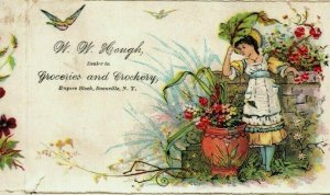 1880's W.W Hough Groceries Candy Near Complete Box Girl Couple Birds Flowers 7D